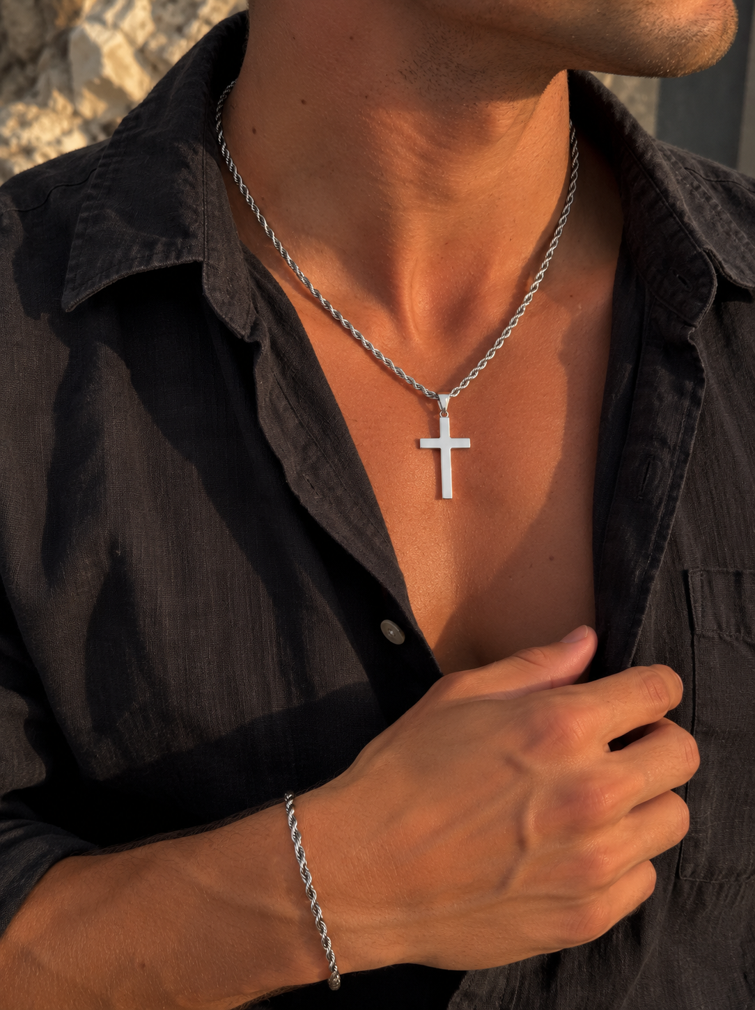 Collier Croix Azur Argent
