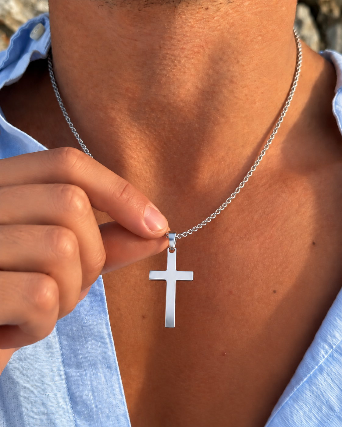 Collier Croix Azur Argent