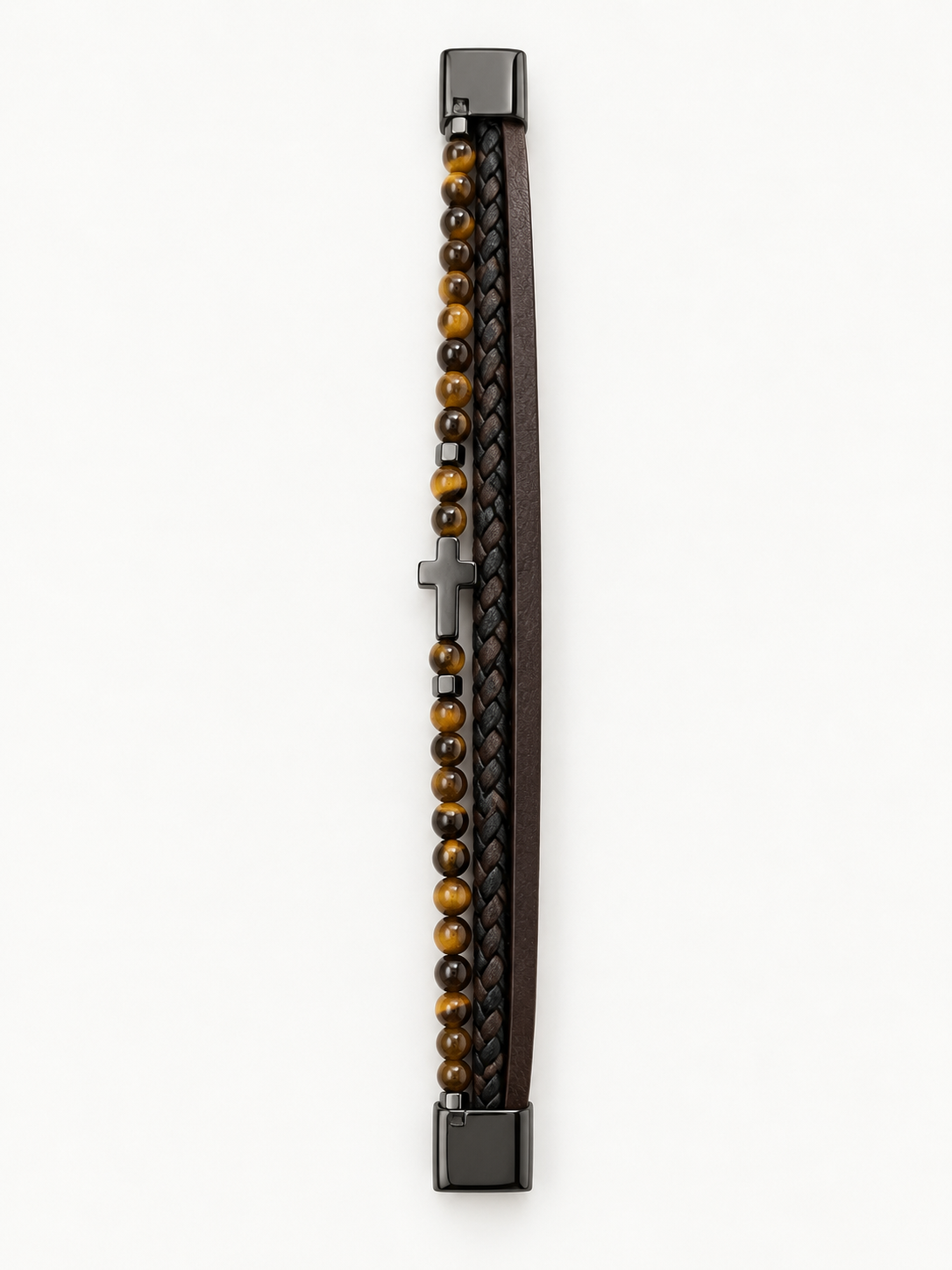 BRACELET CROIX ONYX | BRUN