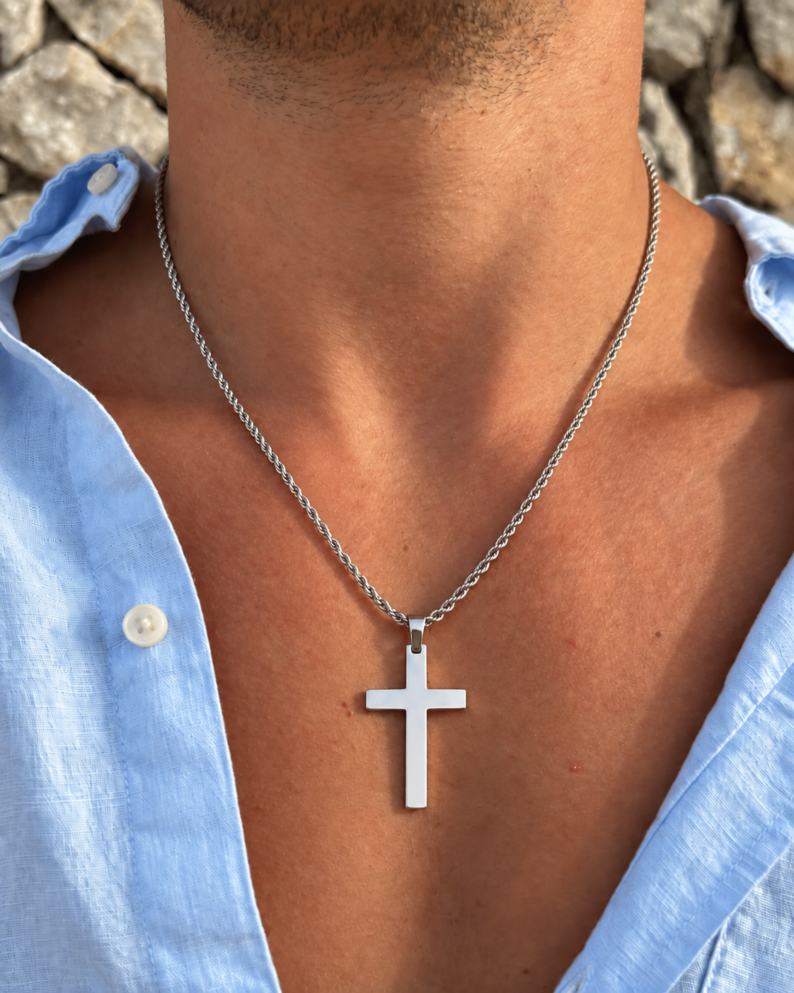 Collier Croix Azur Argent